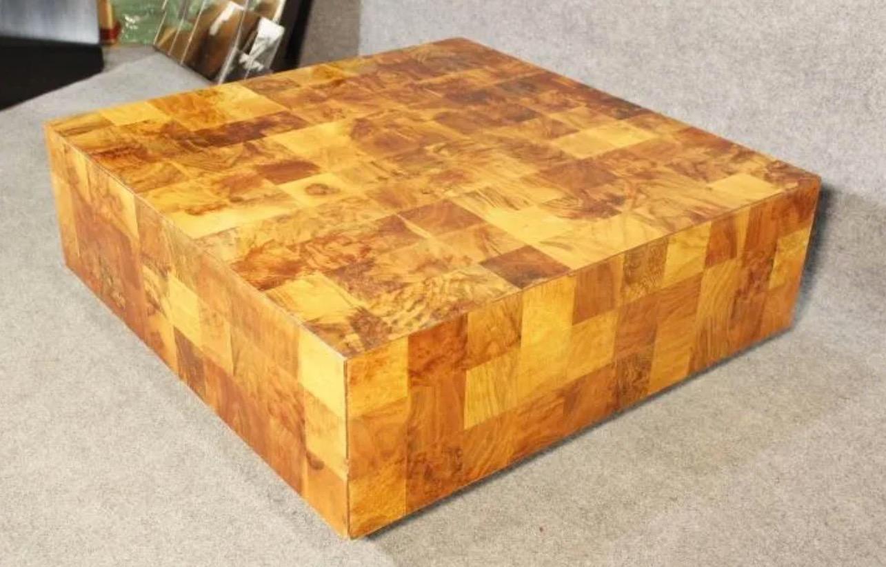 Patchwork Style Burl Coffee Table by Paul Evans 1