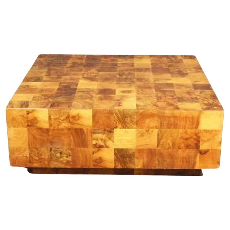 Patchwork Style Burl Coffee Table by Paul Evans