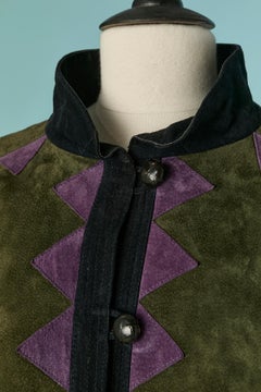 Patchwork suede single breasted jacket SAINT LAURENT RIVE GAUCHE