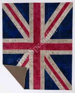 Patchwork Union Jack Rug, Handmade from Vintage Carpets, British Flag Design