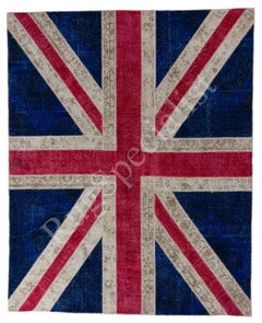 Patchwork Union Jack Rug, Handmade from Vintage Carpets, British Flag Design