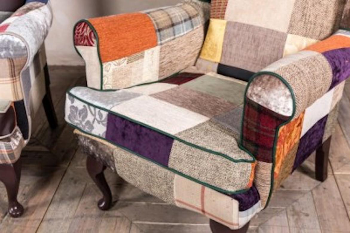 patchwork wingback armchair