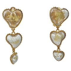Pate de Verre 3 Hearts Earrings