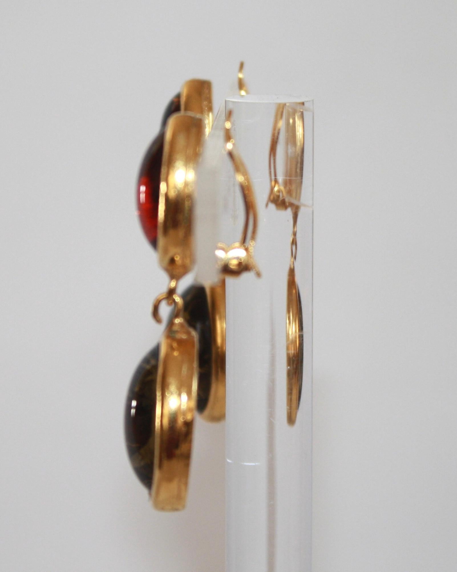 Blattgold-Clip-Ohrringe mit Verre-Muster Damen im Angebot