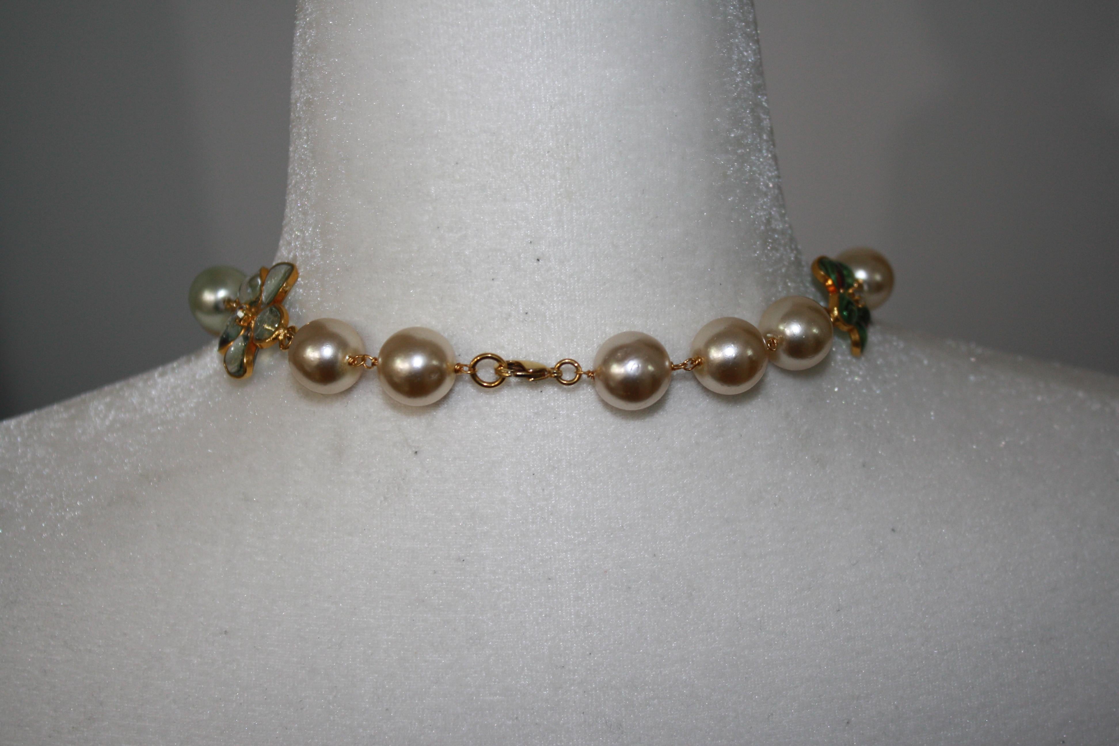 Women's or Men's Pate de Verre and Pearl  Sautoir