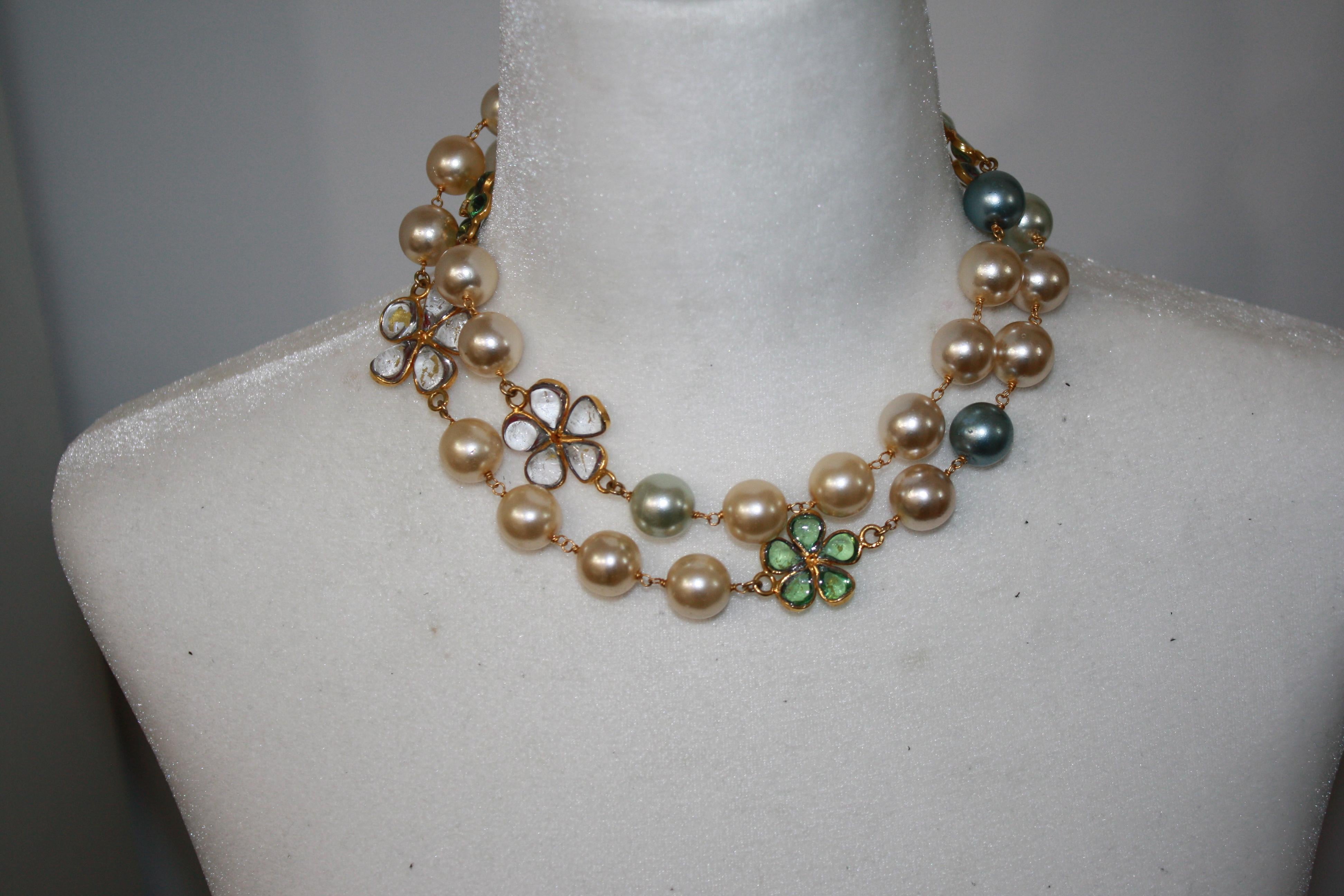 Pate de Verre and Pearl  Sautoir 1