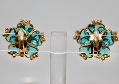 Pendientes Pate De Verre Aqua y Perla