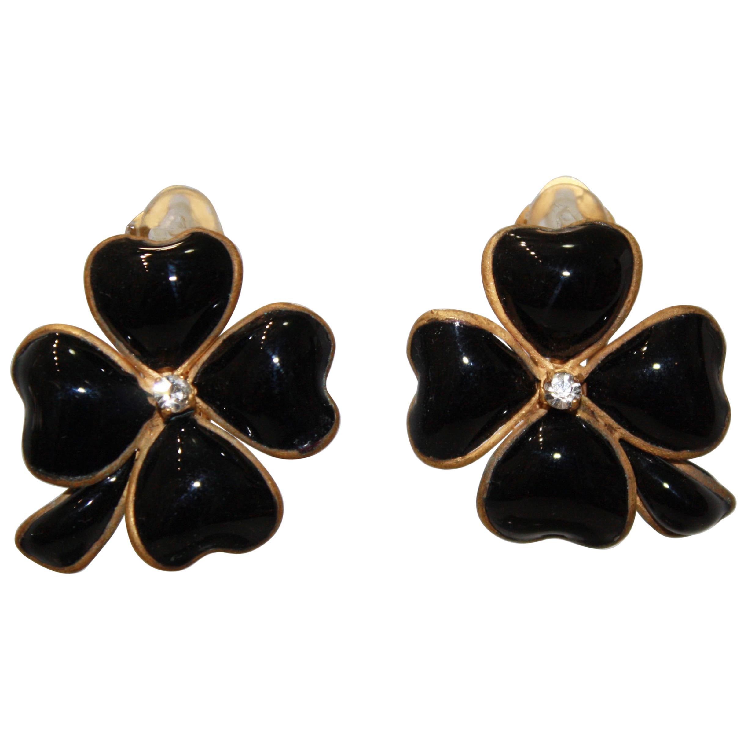Thick Gold Vermeil with White and Black Accent Drop Earrings For Sale ...