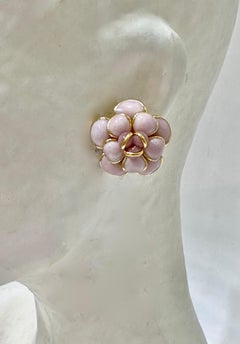 Pendientes Pate de Verre Camelia rosa rubor