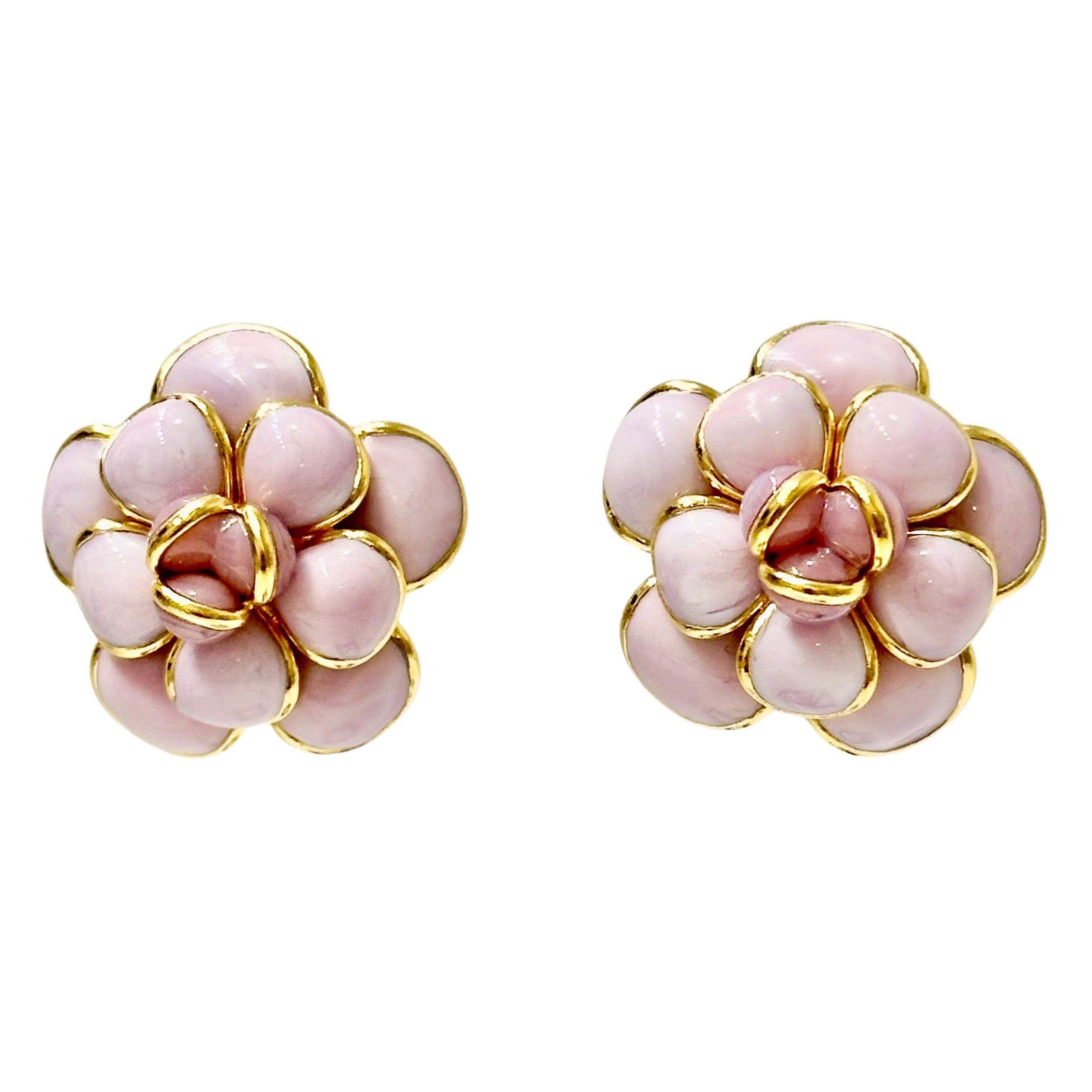 Orecchini Pate de Verre Blush Pink Camelia