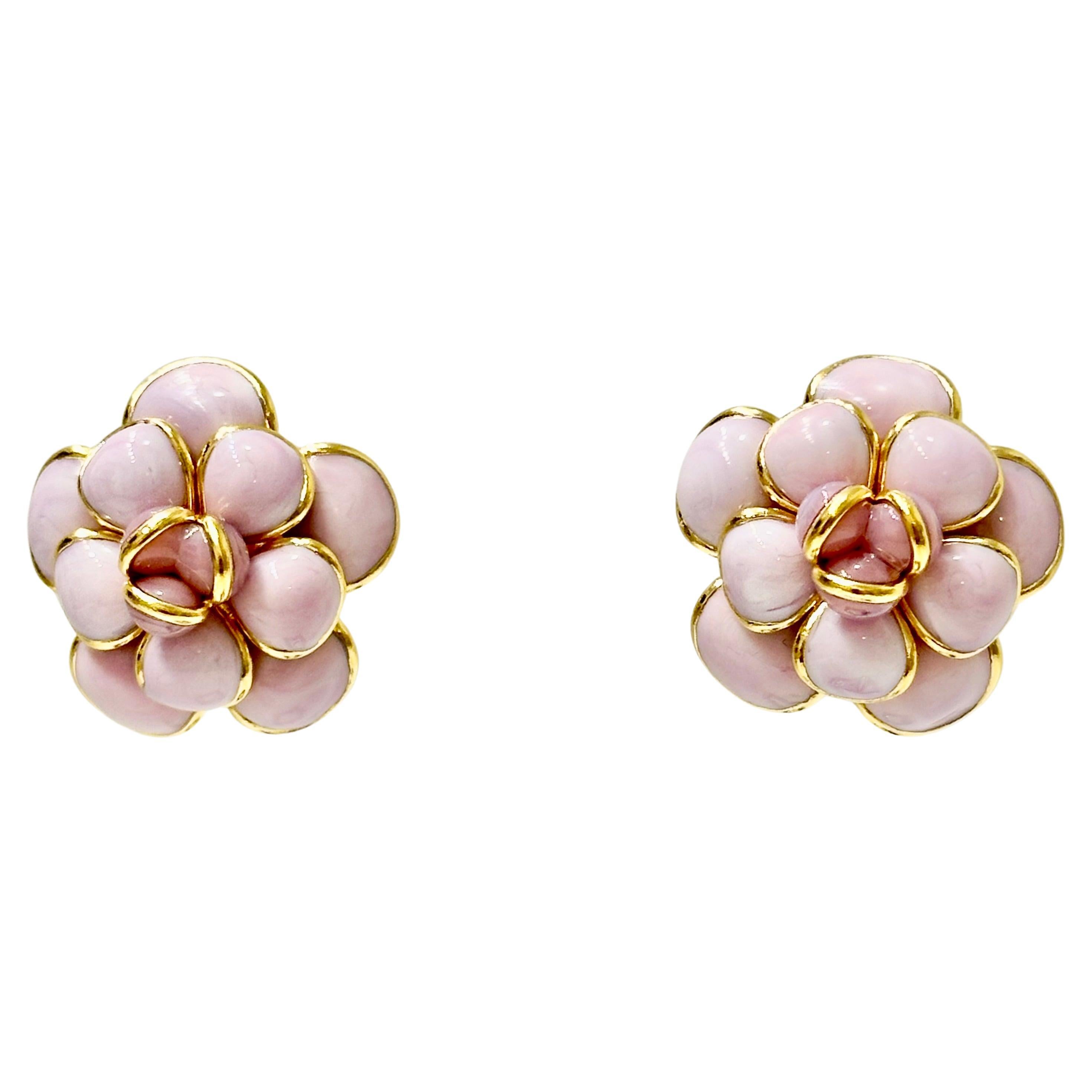 Orecchini Pate de Verre Blush Pink Camelia