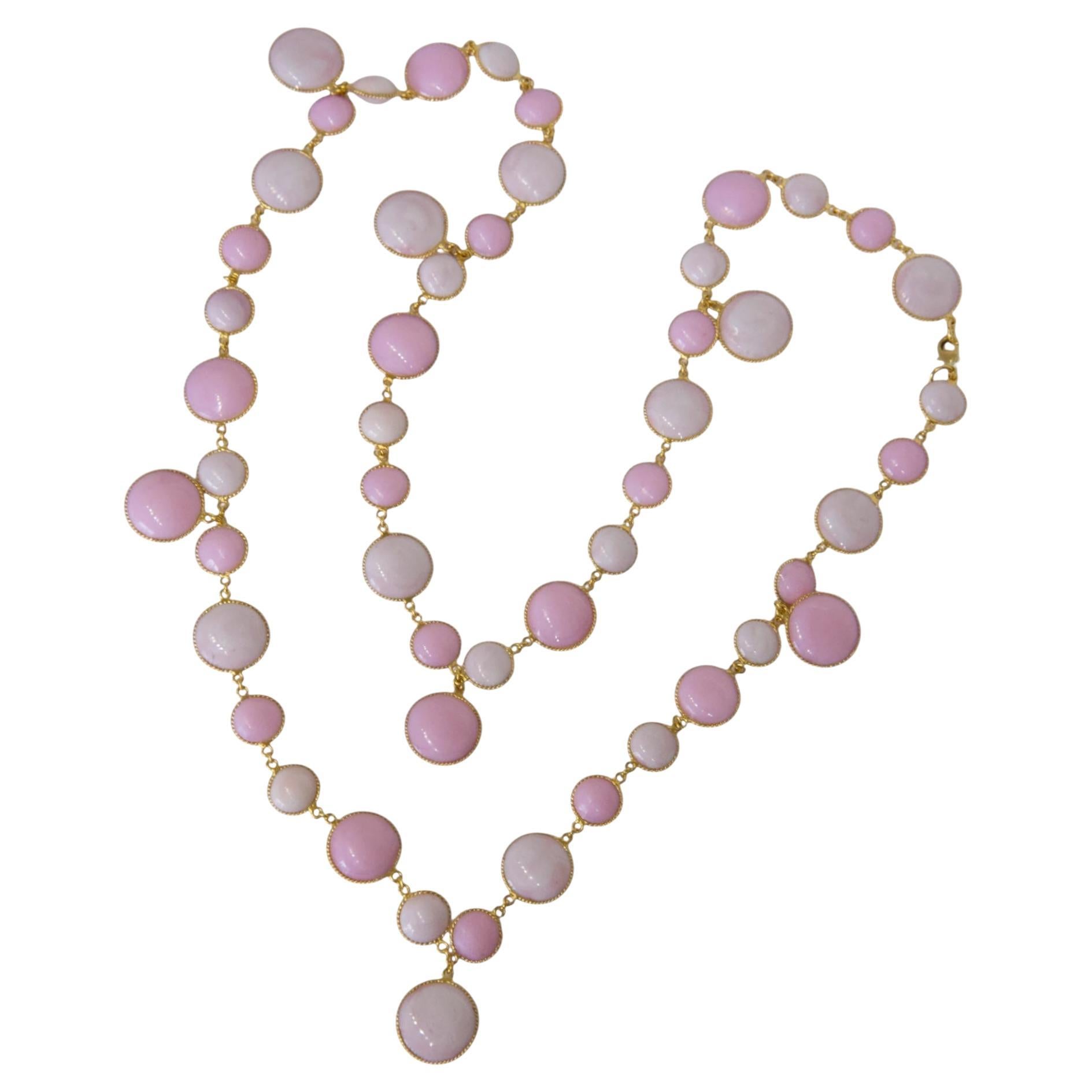 Pate De Verre Blush Pink Sautoir im Angebot