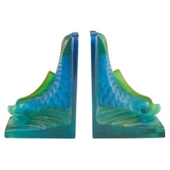 Pâte De Verre Bookends Designed by Auguste Houillon