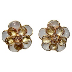 Pate De Verre Camelia Clip Earrings