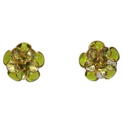 Pate de Verre Camélia Clip Earrings 