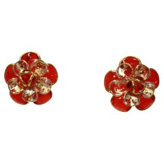 Pate de Verre Camélia Clip Earrings