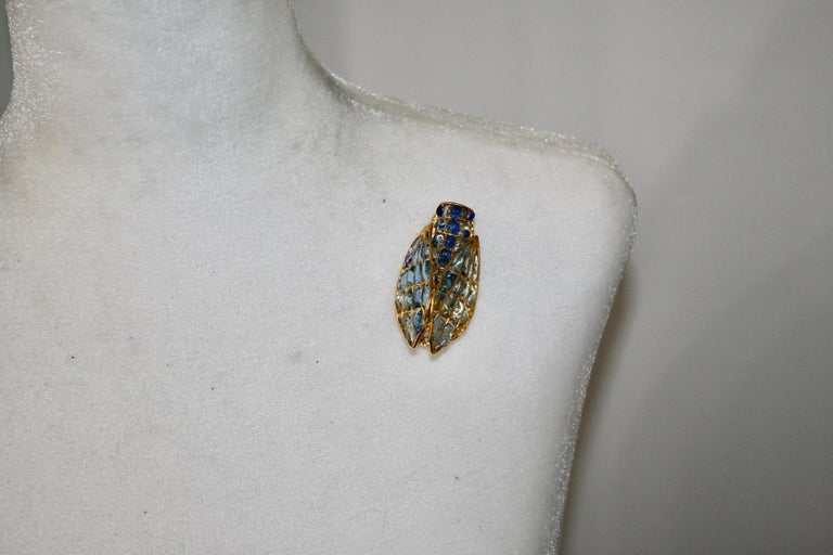 Pate De Verre Cicada brooch In New Condition For Sale In Virginia Beach, VA