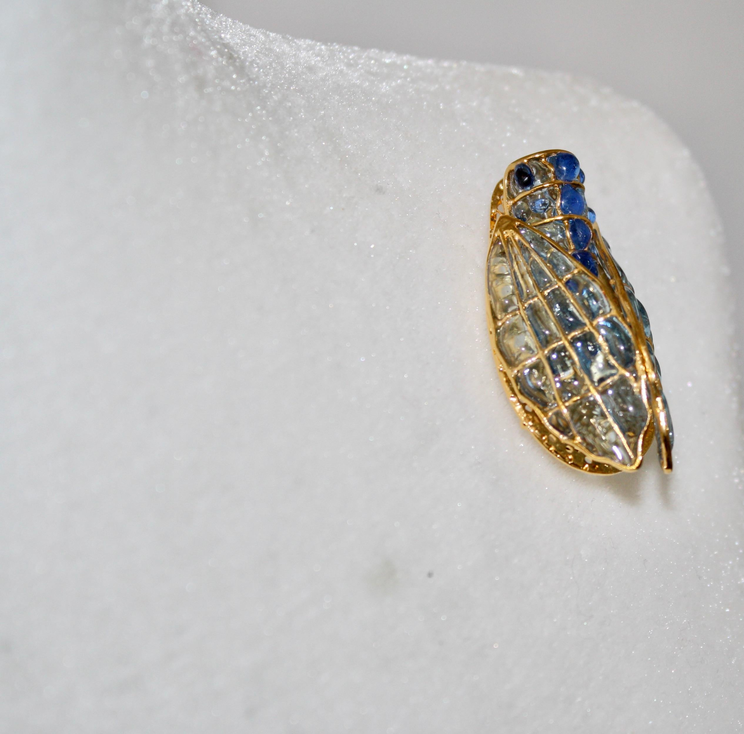 Pate De Verre Cicada brooch In New Condition In Virginia Beach, VA