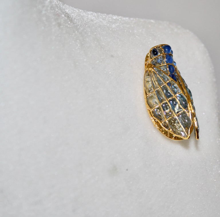 Women's or Men's Pate De Verre Cicada brooch For Sale