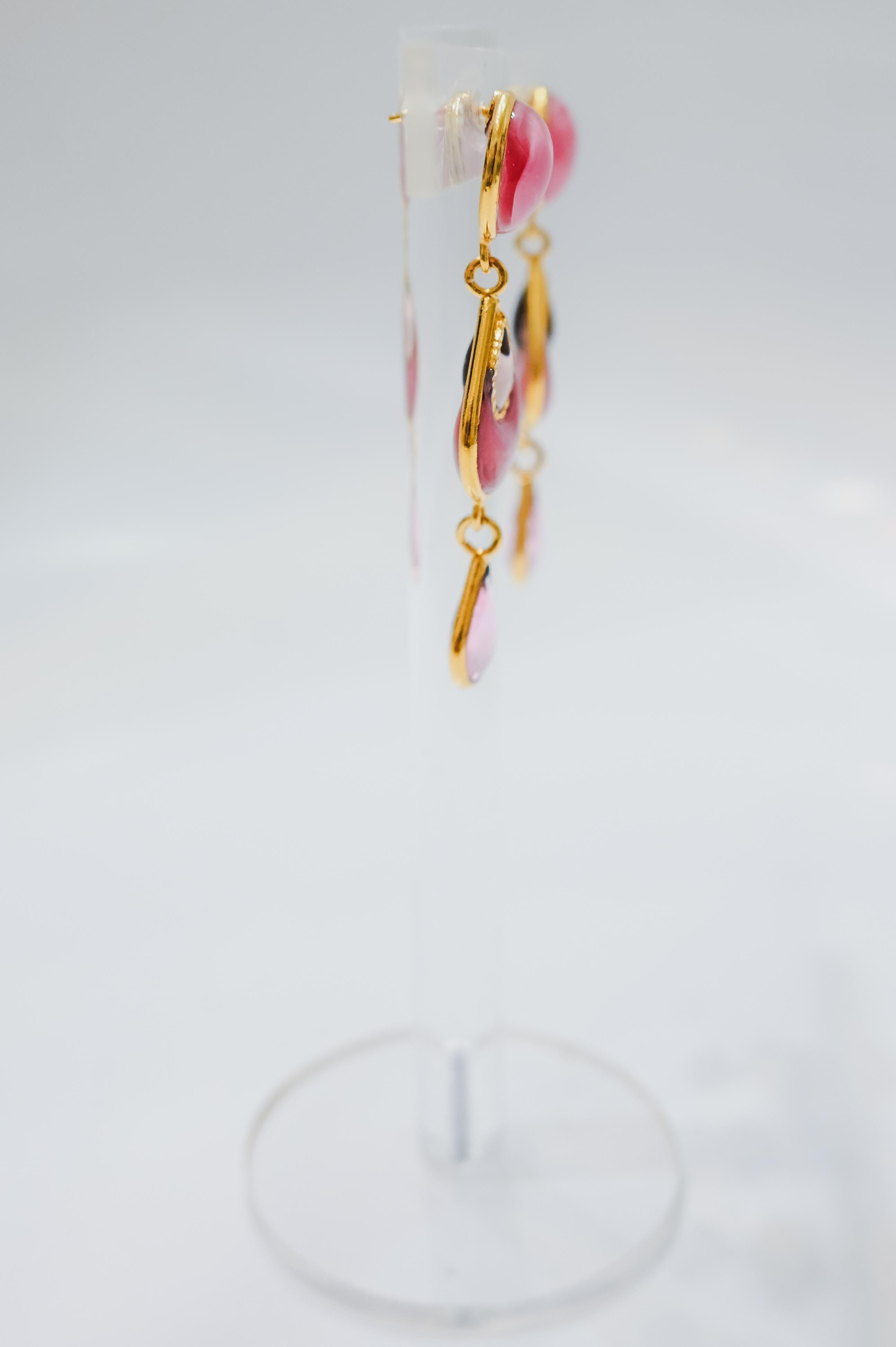 Modern Pate De Verre Clear Drop Earrings  For Sale