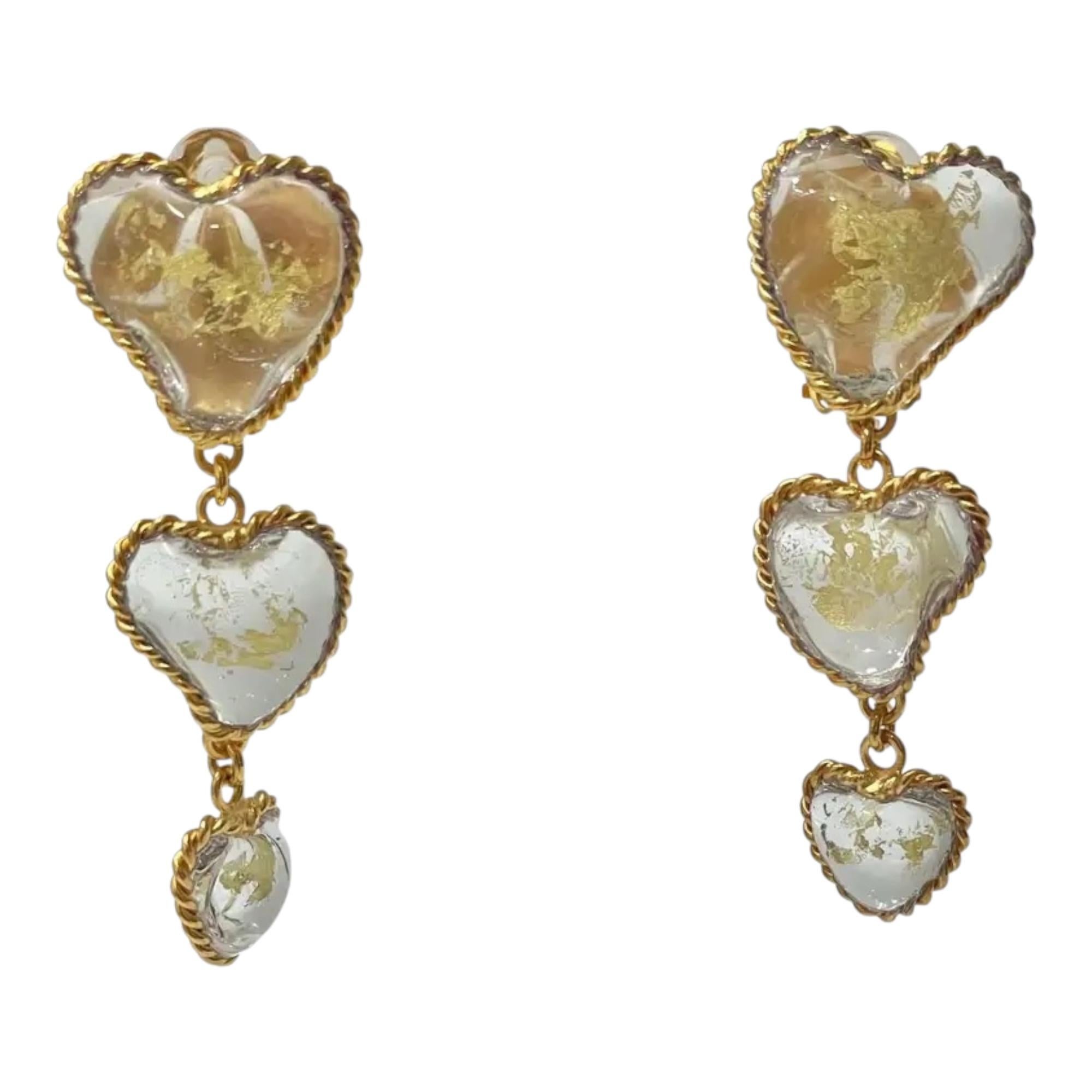 Pate De Verre Transparente Sautoir Con Alambre Envuelto en Oro en venta 7