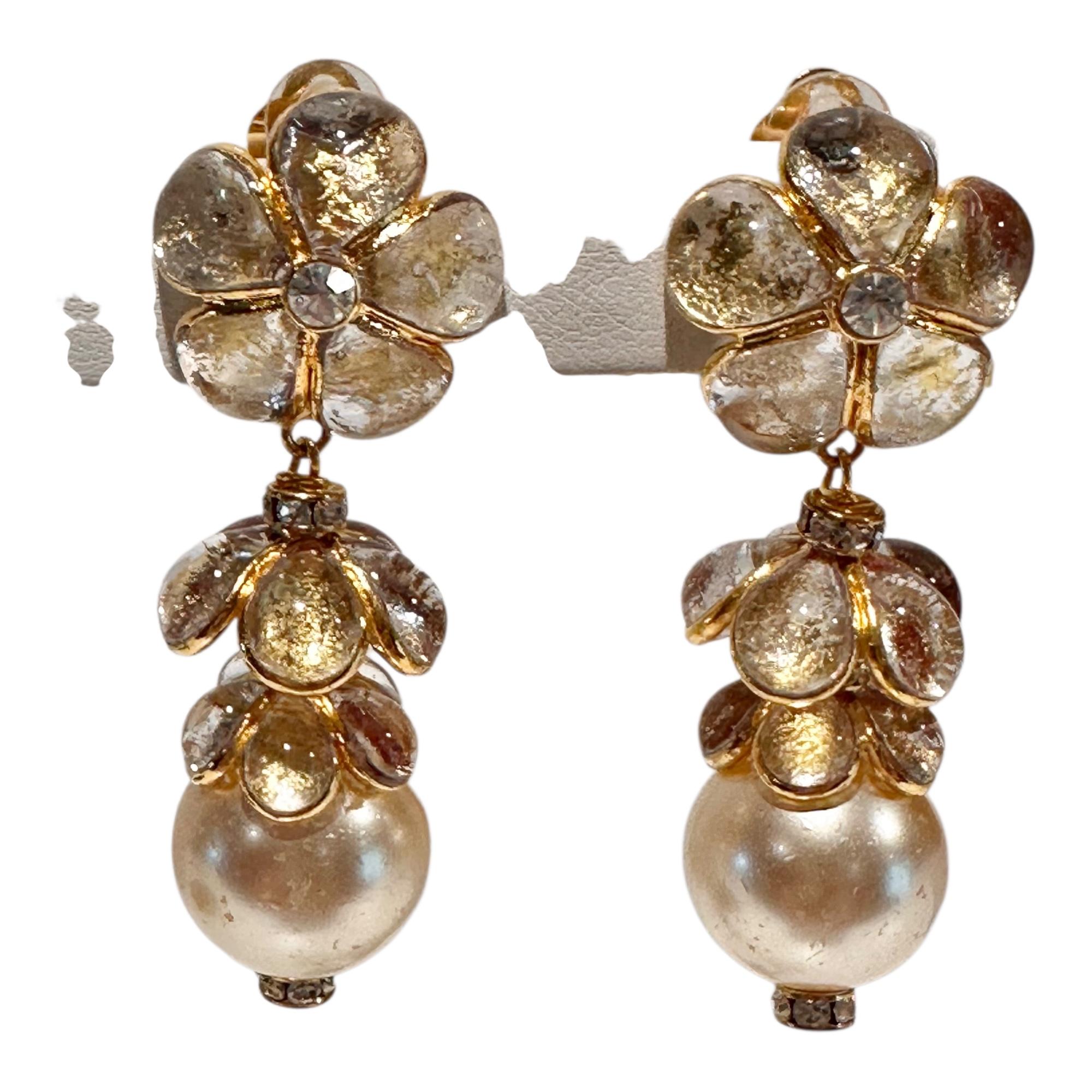 Pate De Verre Transparente Sautoir Con Alambre Envuelto en Oro en venta 8