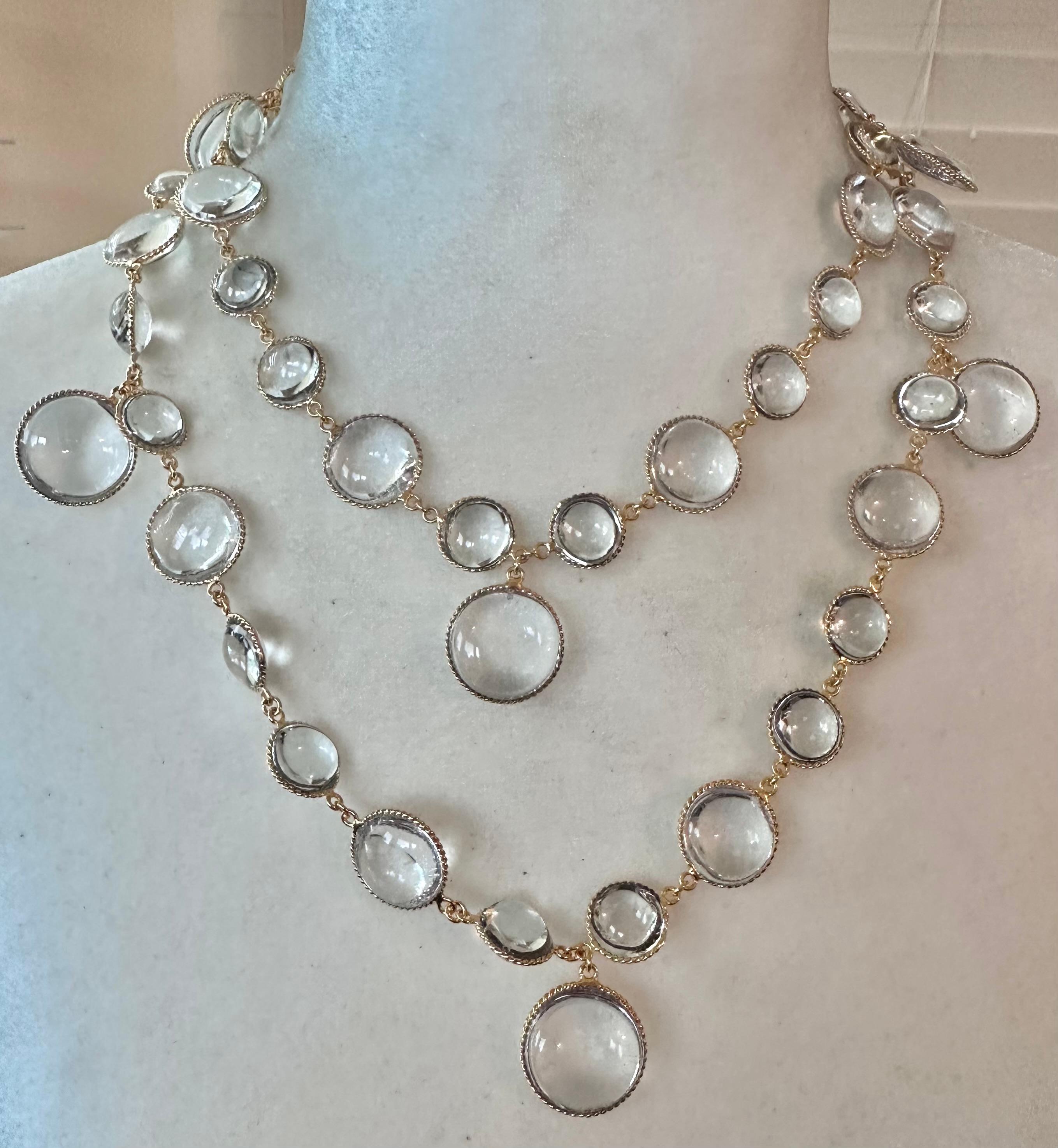 Pate De Verre Transparente Sautoir Con Alambre Envuelto en Oro Artista en venta