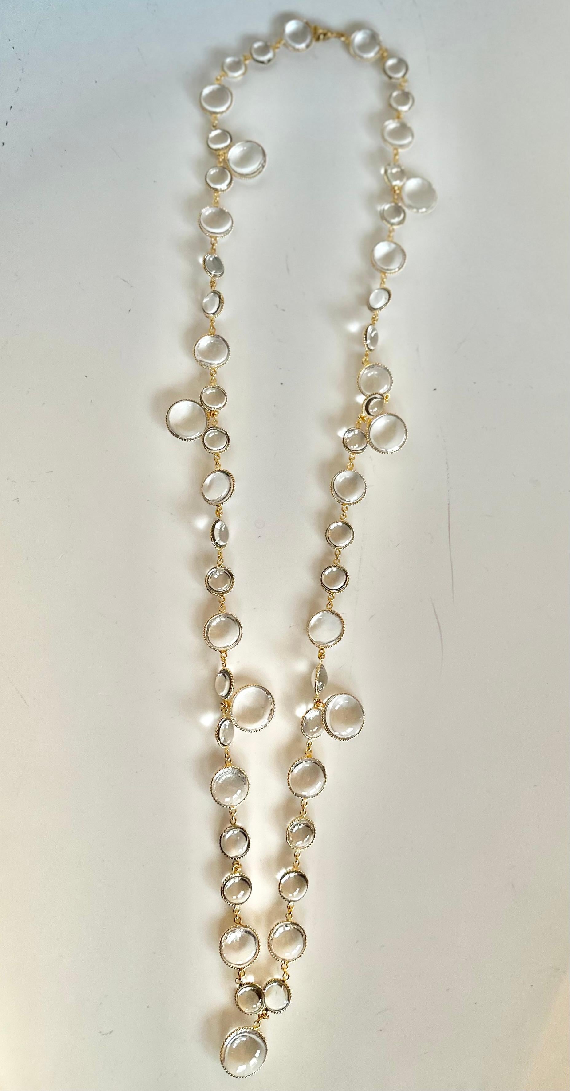 Pate De Verre Transparente Sautoir Con Alambre Envuelto en Oro en venta 1