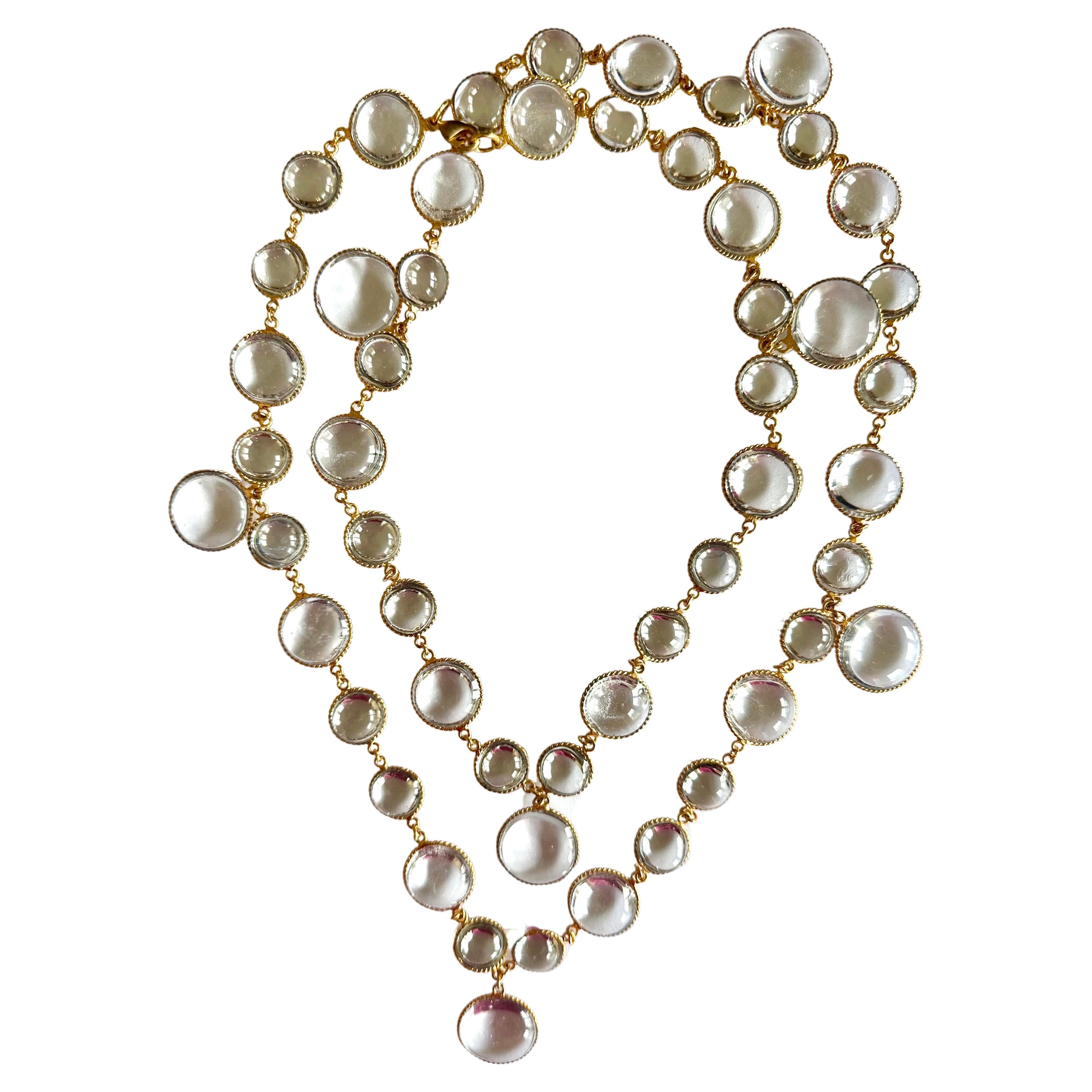 Pate De Verre Clear Sautoir con filo dorato