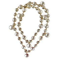 Pate De Verre Clear Sautoir con filo dorato