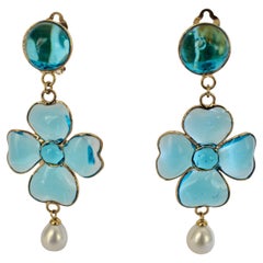 Pate de Verre Clover Drop Earrings 