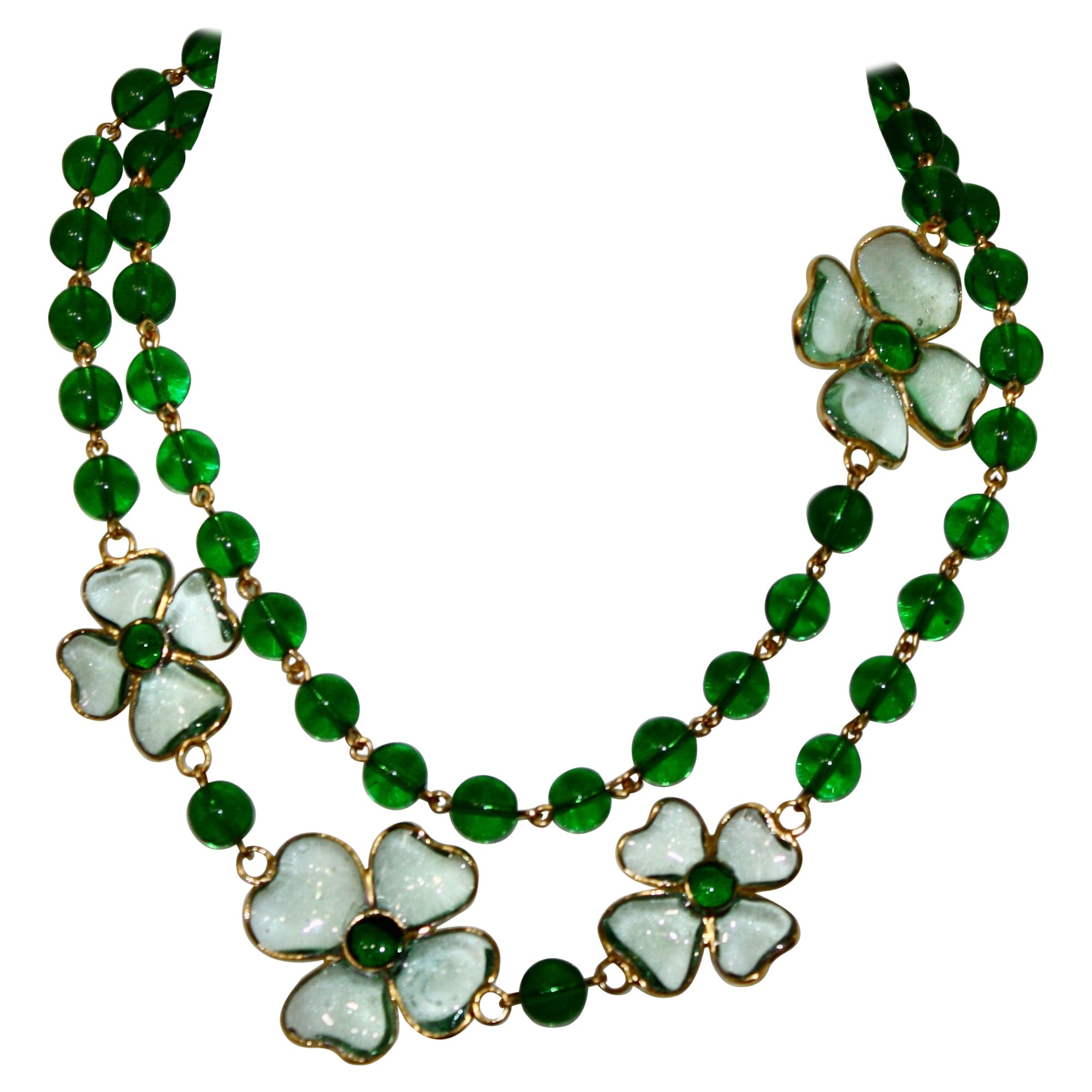 Pate De Verre Clover Necklace