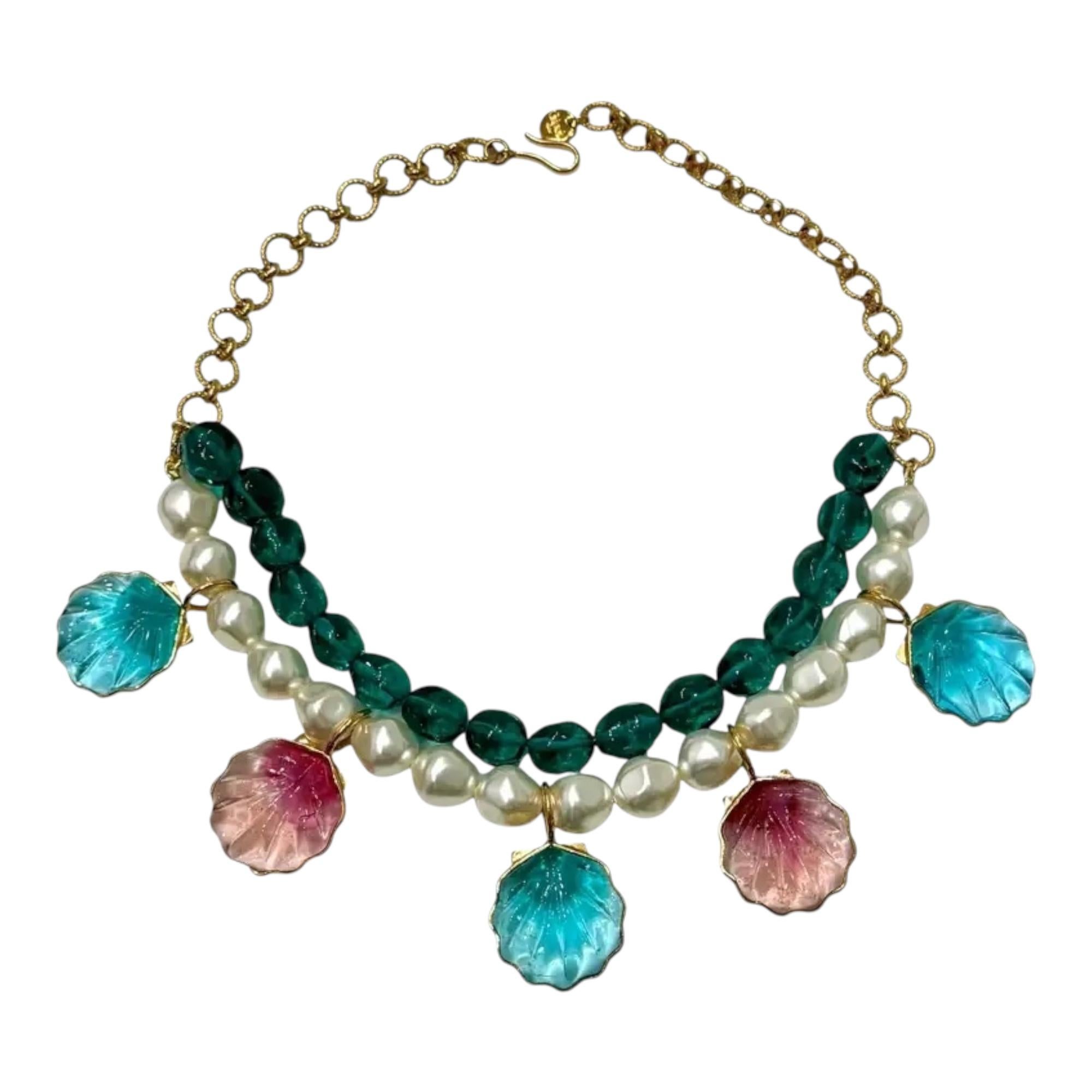 Collana Pate de Verre Collection Rose in vendita 2