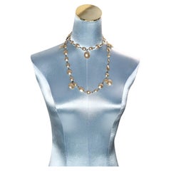 Pate De Verre Dangling Faux Pearl Necklace, circa 2000s