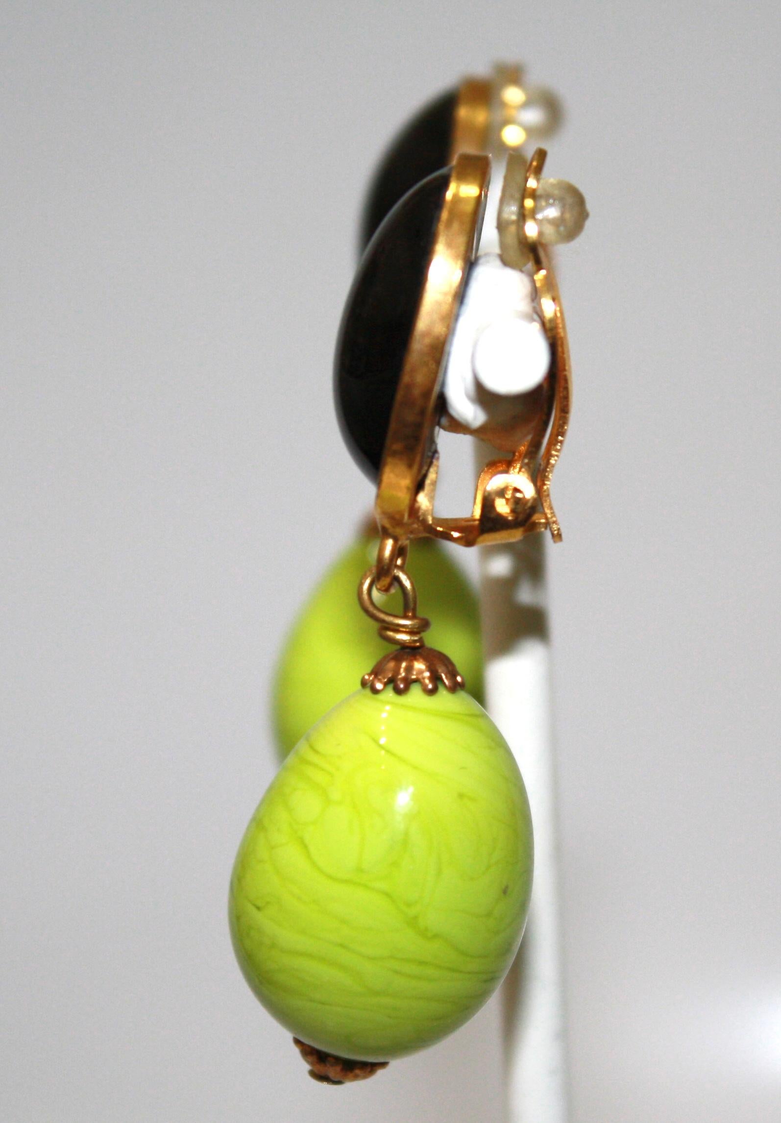 lime green clip on earrings