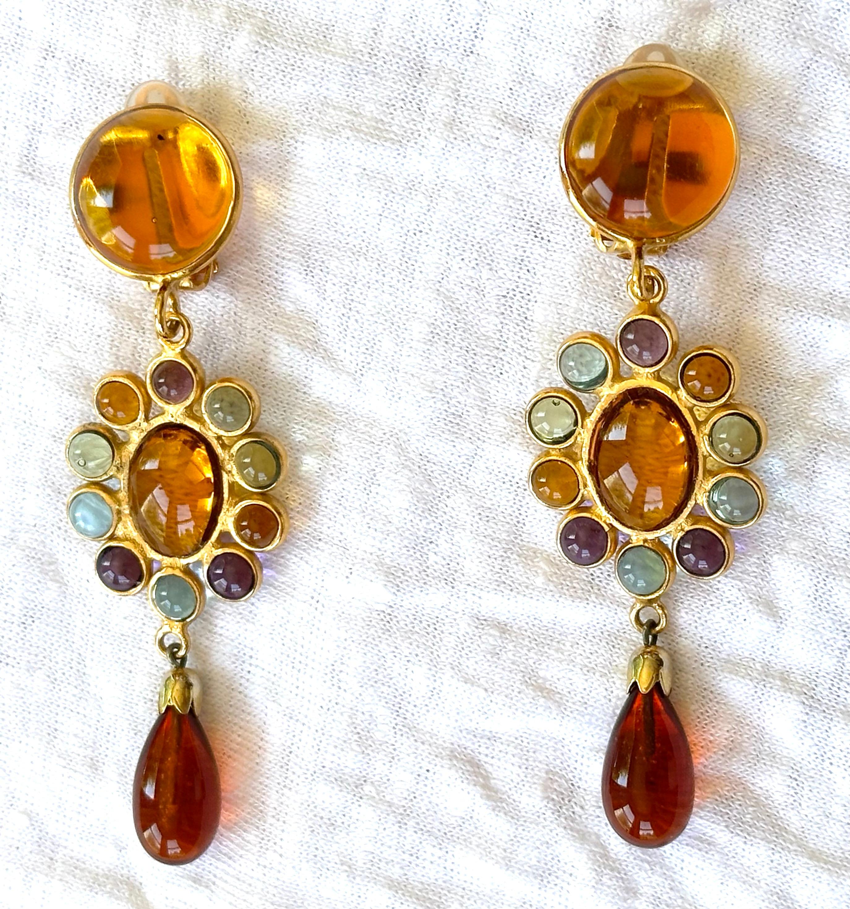 Artist Pate De Verre Drop Earrings