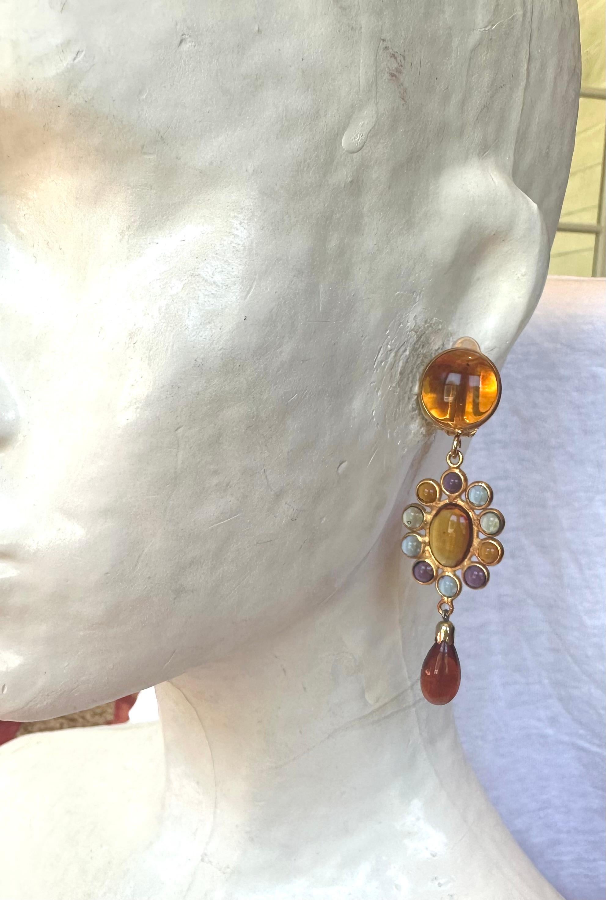 Women's or Men's Pate De Verre Drop Earrings