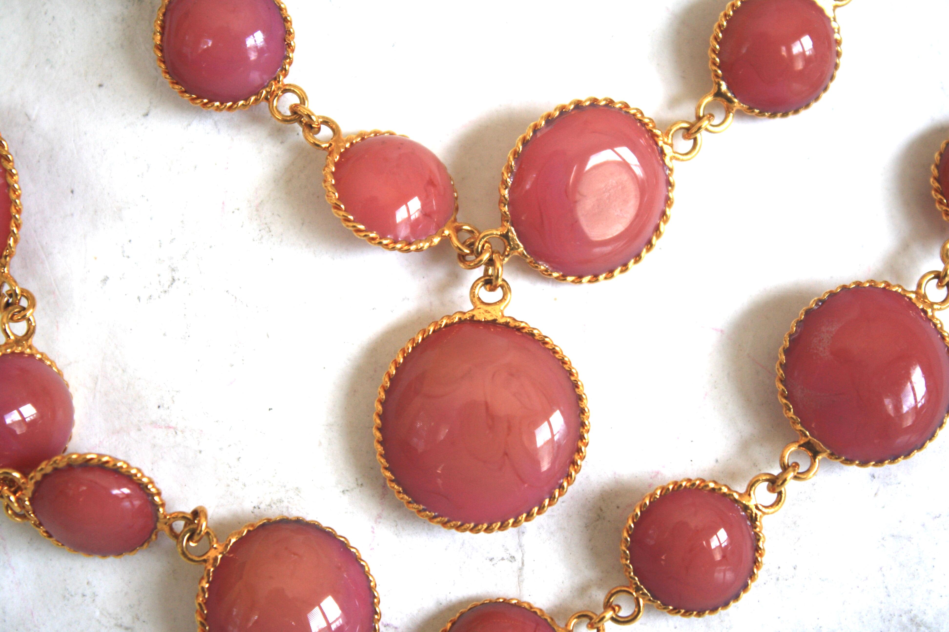 Rosey Mauve pate de verre glass necklace made by the former artisans who worked for Maison Gripoix. 