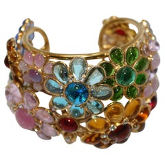 Pate De Verre Multicolor Flower Cuff