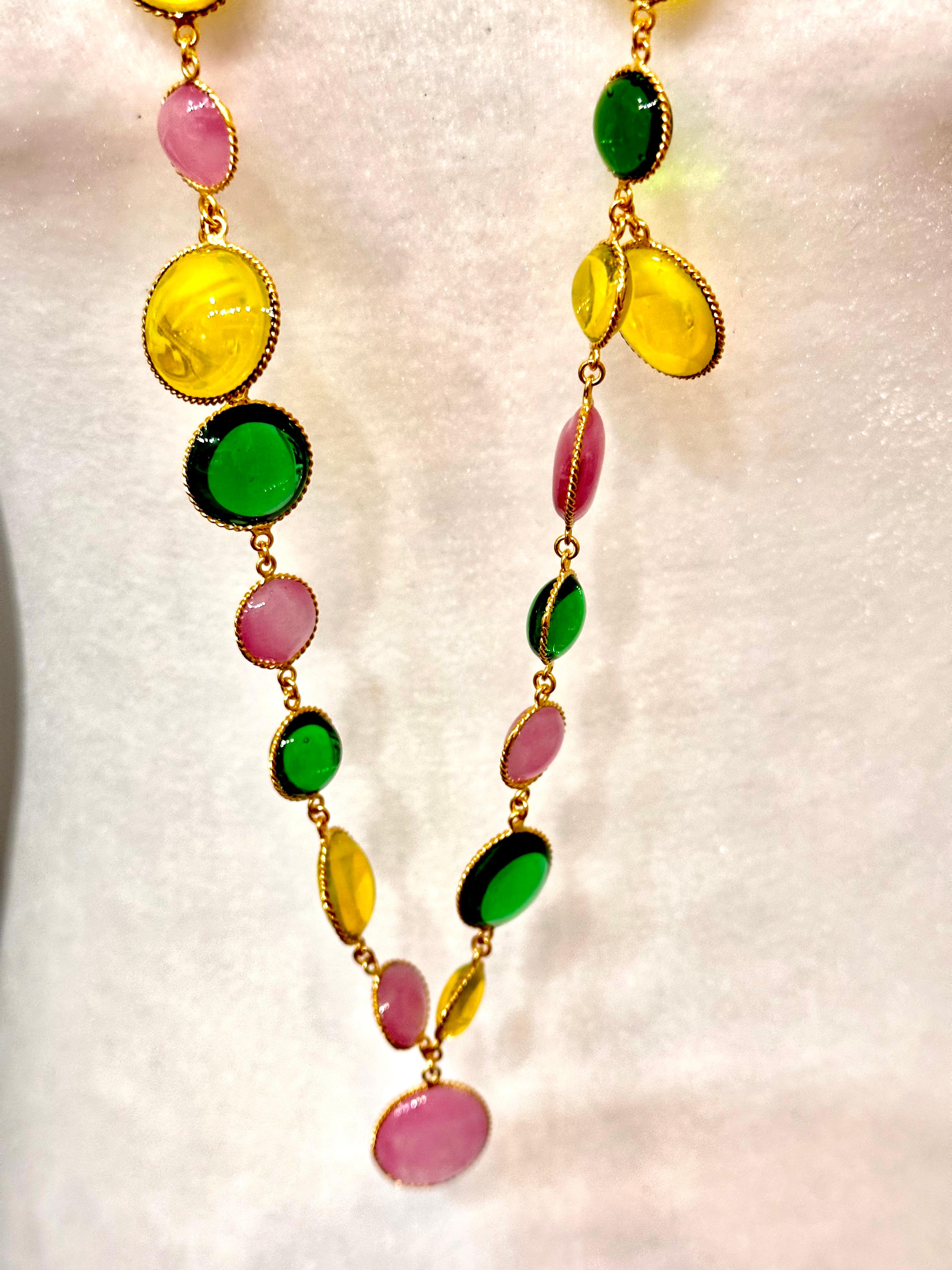 Pate De Verre Multicolor Sautoir en vente 2