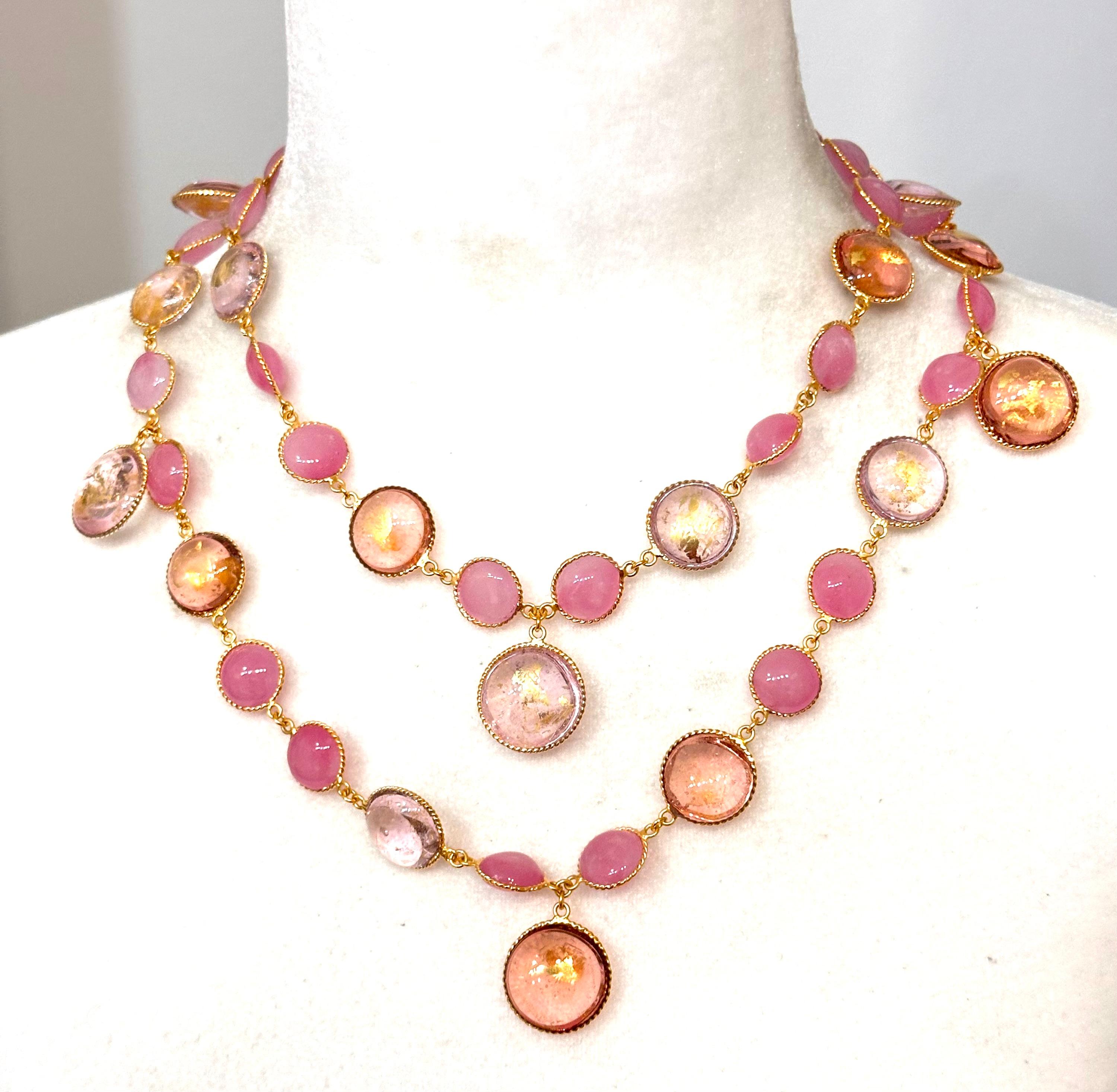 Pate De Verre Multicolor Sautoir en vente 3