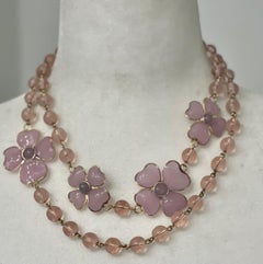 Pate de Verre Pink Clover Sautoir