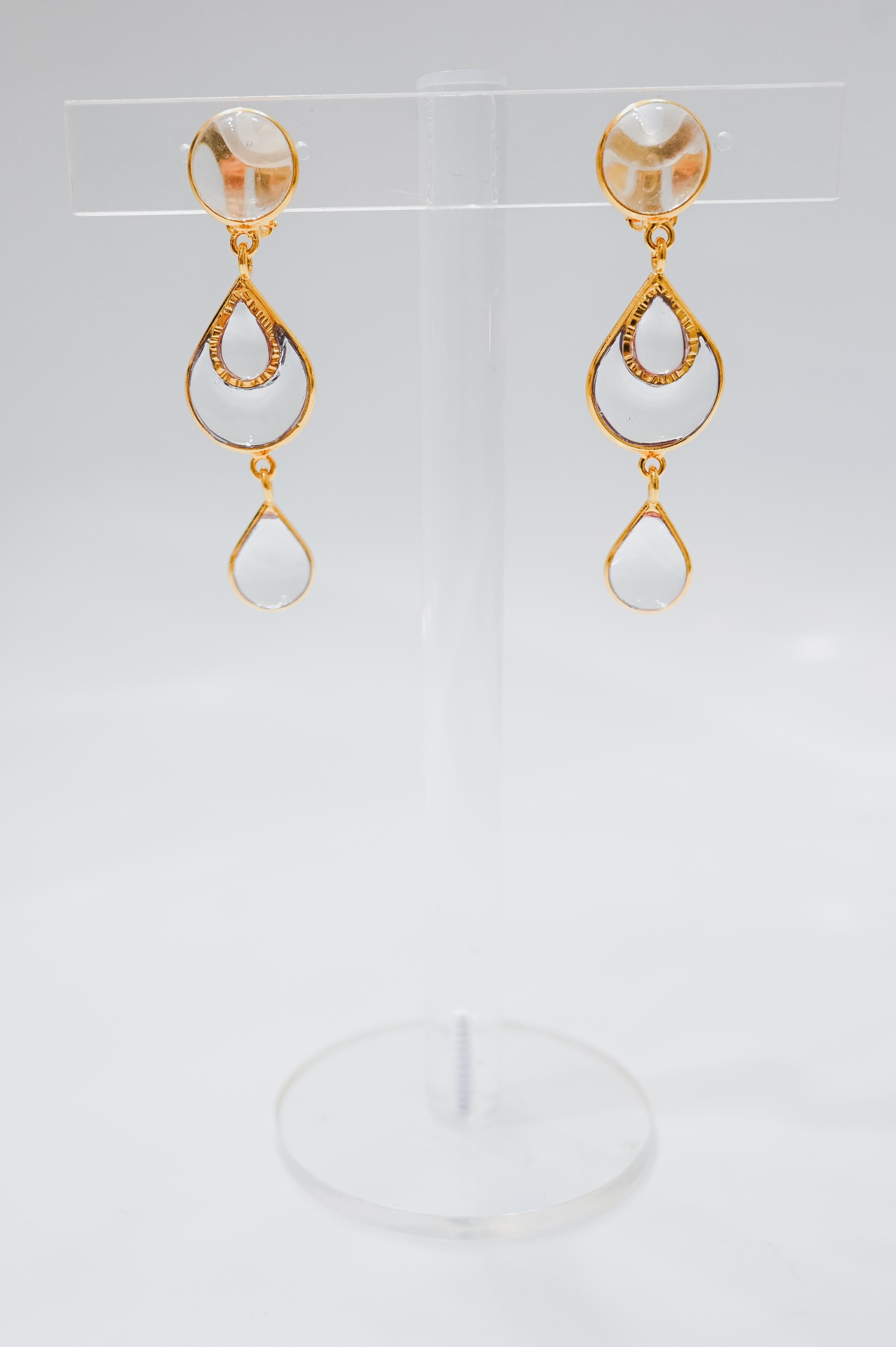 Pate De Verre Pink Drop Earrings  For Sale 1