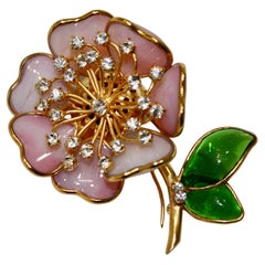 Pate De verre Pink Flower Brooch