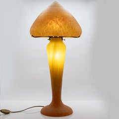 Pâte de verre Table Lamp Mushroom Orange Glass, France