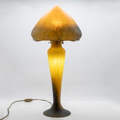Pâte de verre Table Lamp Mushroom Yellow Blue Glass, France