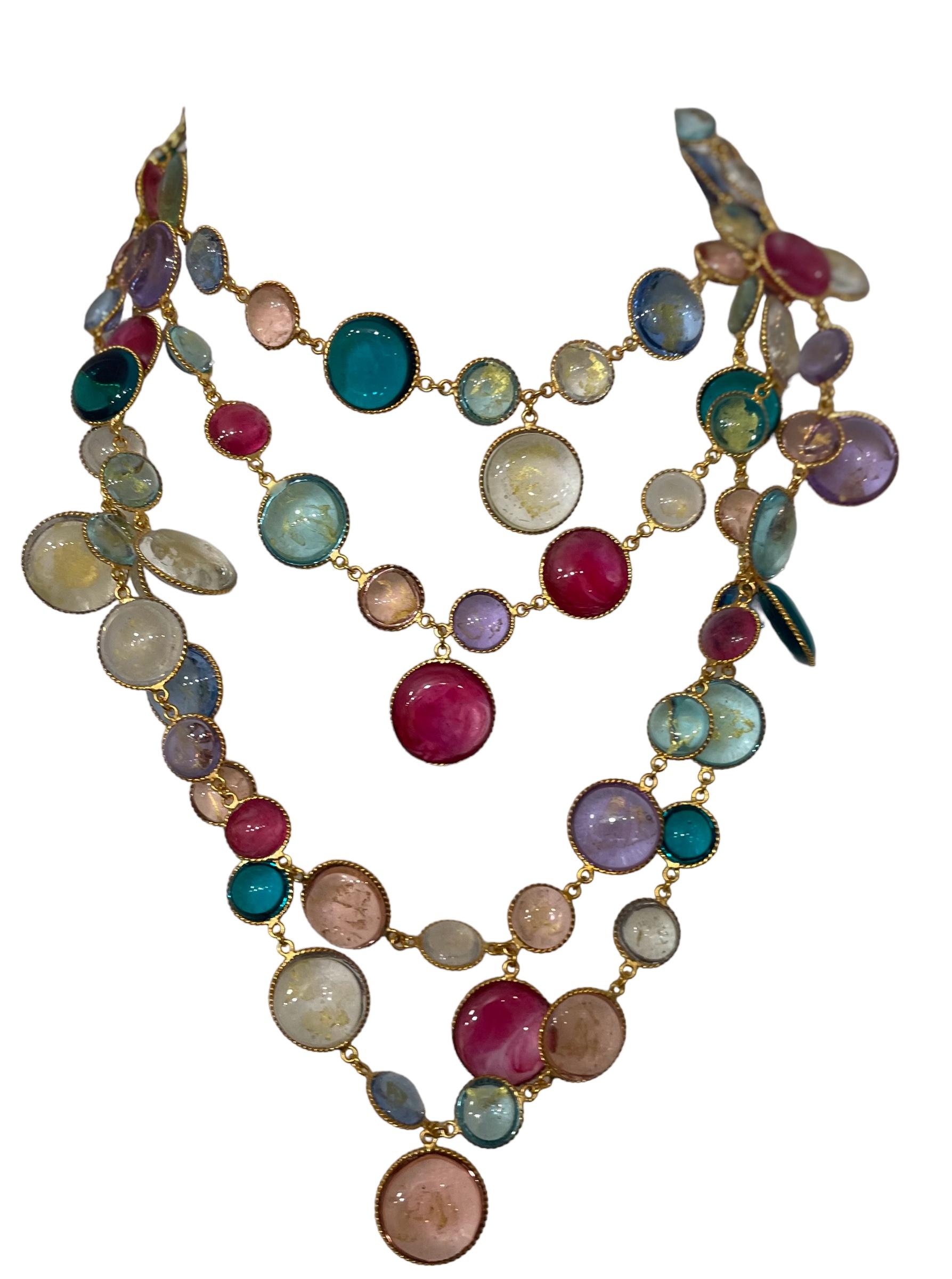 Artist Pate De Verre Turquoise Long Sautoir