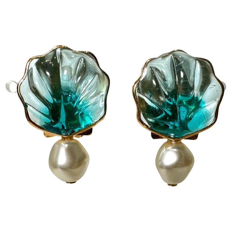Pate De Verre Turquoise Long Sautoir In New Condition In Virginia Beach, VA