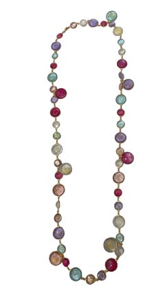 Pate De Verre Tutti Frutti Sautoir With Gold Leaves