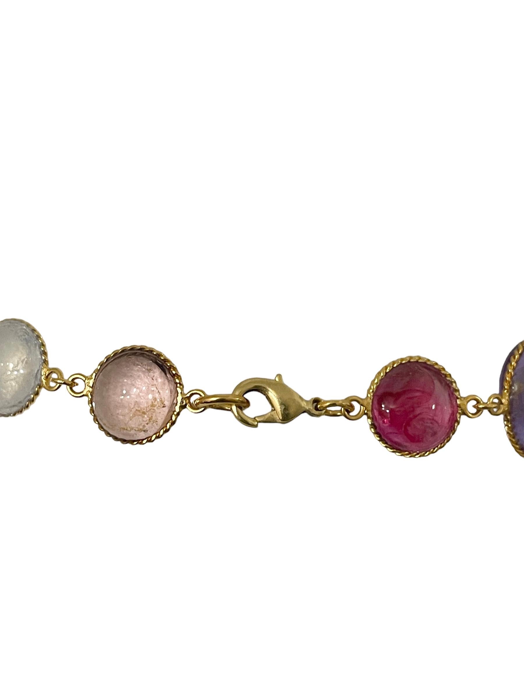 Artista Pate De Verre Tutti Frutti Sautoir Con Foglie D'Oro in vendita